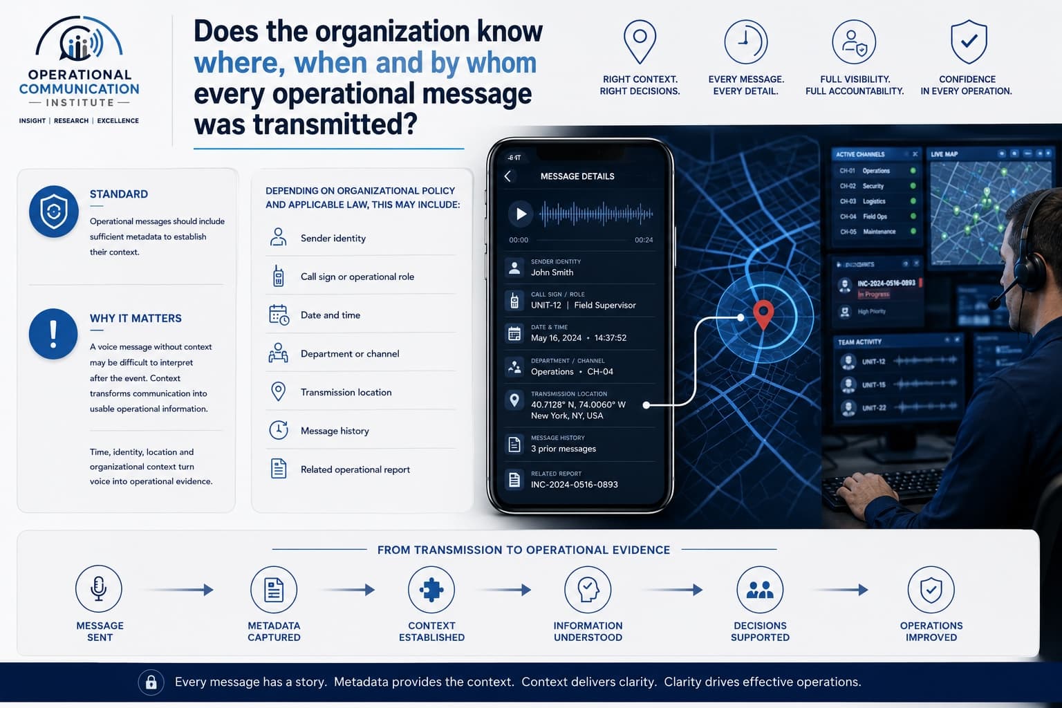 Reference illustration for Capability 11: Does the organization know where, when and by whom every operational message was transmitted?